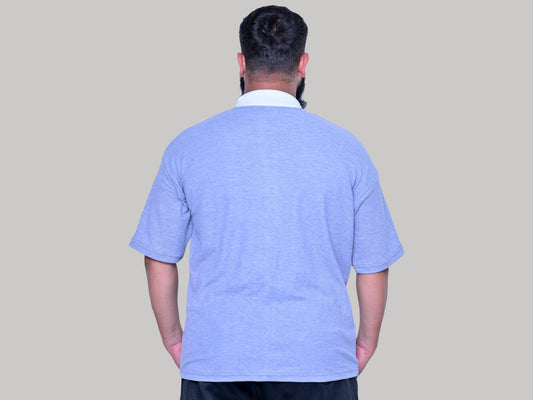 white Strip Grey Polo – Full Zip Edition