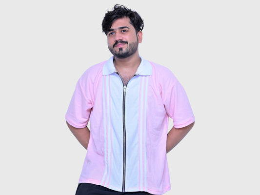 Pink full zipper polo Tshirt