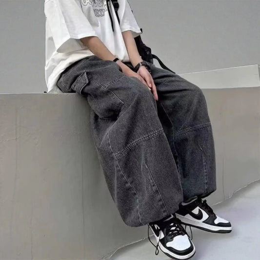 Baggy Cargo Denim Jeans | Oversized Wide Leg Streetwear Pants | Y2K Grunge Hip-Hop Trousers | Unisex Skater Style (Made to order)