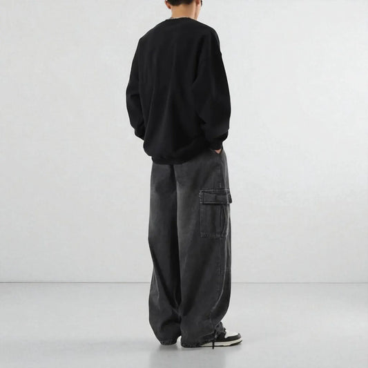 Baggy Cargo Denim Jeans | Oversized Wide Leg Streetwear Pants | Y2K Grunge Hip-Hop Trousers | Unisex Skater Style (Made to order)