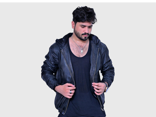 Genuine cowhide leather  waxed jacket